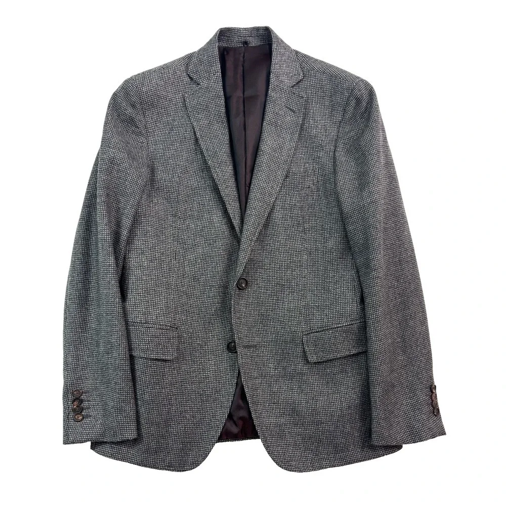 Pal Zileri MCMLXXX 38R Gray Check Flannel Wool Blazer Jacket Sport Suit Coat